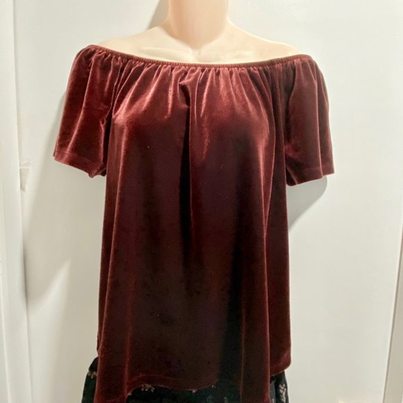 (7) Gap Vamp Whimsigoth Fairy Victorian Boho Off Shoulder Velvet Blous… - Picture 1 of 5